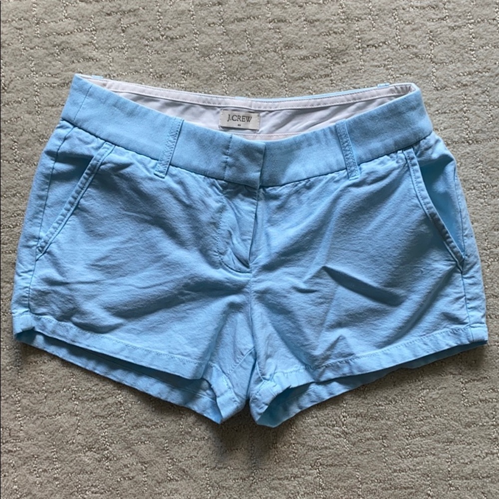 J Crew light blue oxford 3” shorts